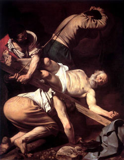 Crucifixion de Pierre peinte par Le Caravage